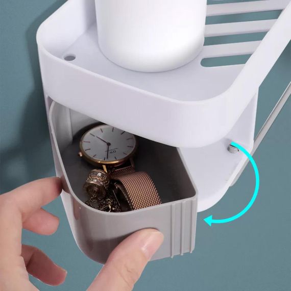 Поворотна кутова полиця для ванної кімнати XL-159 / Настінний органайзер у ванну | Зображення 6