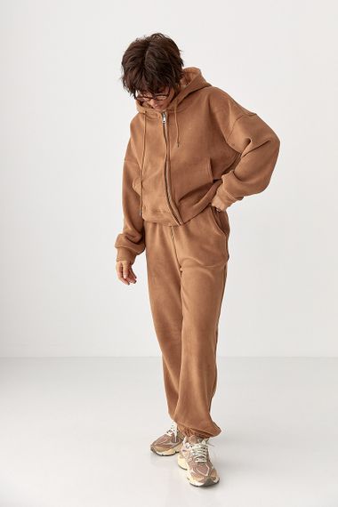Спортивний костюм з двостороннього флісу - коричневий цвет, S/M (є розміри)