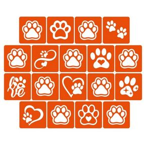 Набір трафаретів для біо-тату "Таба лапки" taba_lapki_5x5_18_1