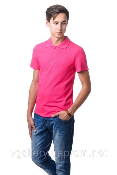 Футболка чоловіча ПОЛО — Малинова з коротким рукавом L