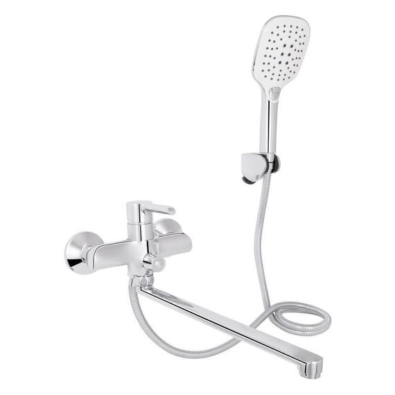 Смеситель для ванны Qtap Grand с поворотным изливом (c душевым гарнитуром) QTGRACRM005 Chrome