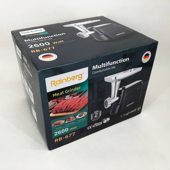 Электрическая мясорубка с насадками Rainberg RB-677 2600W, Мясорубка MV-788 электрическая металл | Зображення 3