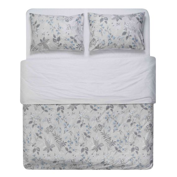 Набір постільної білизни 2,0сп Ardesto Gloria, 200х220см, 100% бавовна, сатин, польові квіти, сірий світлий (ART2022WF)