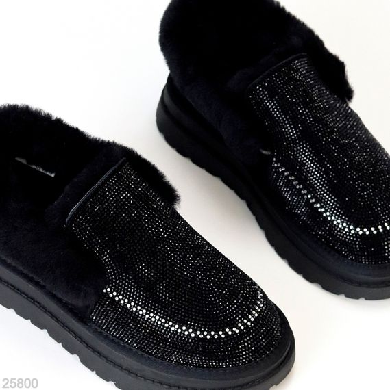 Эффектные сверкающие черные замшевые угги автоледи в стразах | Зображення 5