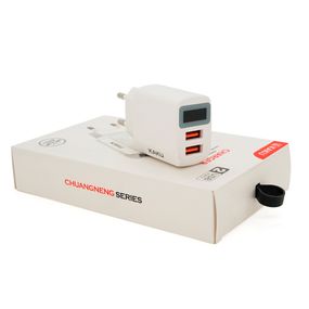 СЗУ AC100-240V iKAKU KSC-180 CHUANGNENG,2xUSB,2.4A,с цифровым дисплеем,White,Box