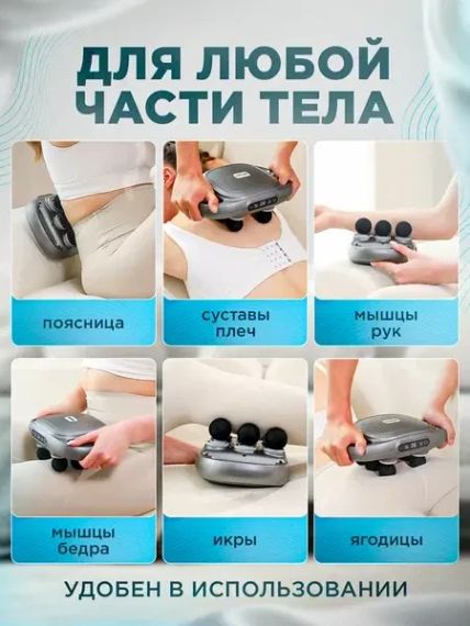 Професійний високочастотний перкусійний масажер для релаксації тіла на 6 головок | Зображення 3