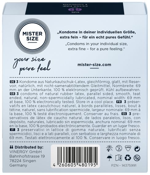 Презервативы Mister Size 69 mm (3шт) Sex Aura | Зображення 1