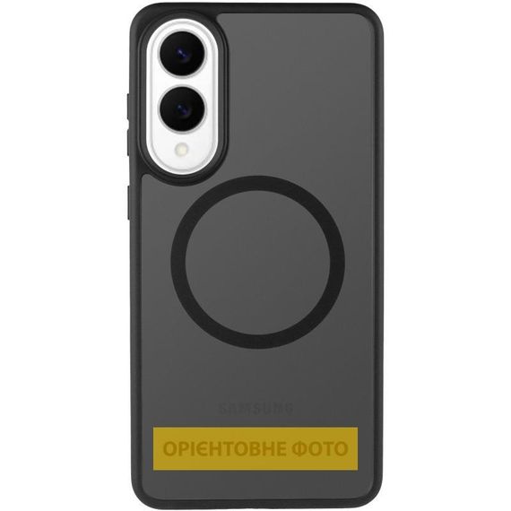 TPU+PC чохол Metal Buttons with MagSafe Colorful для Samsung Galaxy S25 Edge Сірий / Grey Чорний / Black | Зображення 1