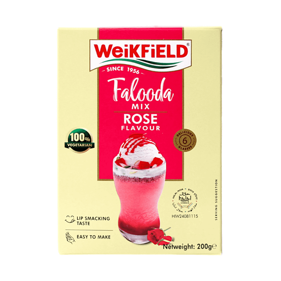 Суміш для молочного напою-десерту з ароматом Троянди  Falooda Rose Mix Powder 200г Weikfield 8901808004769