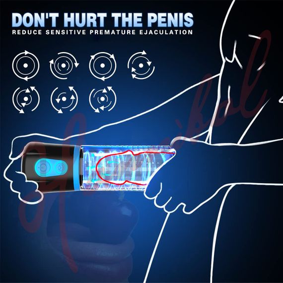 Автоматична вакуумна помпа Penis Pump підсилювач ерекції, тренажер. На батарейках (немає в комплекті). Sex Aura | Зображення 9
