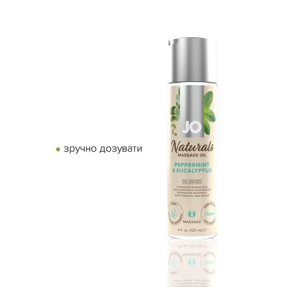 Масажна олія System JO - Naturals Massage Oil - Peppermint & Eucalyptus з натуральними ефірними олія | Зображення 2