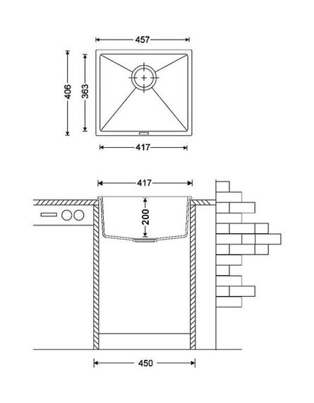 Кухонна мийка Fabiano Quadro 45x40 Titanium 8221.301.0209 | Зображення 1