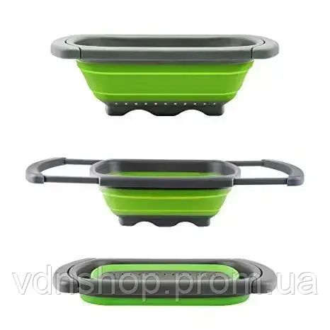 Складной дуршлаг Benson BN-091 силиконовый друшлаг для мытья овощей и фруктов Бенсон друшлак Бэнсон | Зображення 2