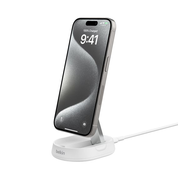 Зарядний пристрій Belkin бездротовий 15Вт Magnetic Stand Qi2, білий (WIA008BTWH) | Зображення 8