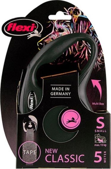 Повідець рулетка для собак FLEXI New Classic S (5 m - 15 kg) чорний | Зображення 1