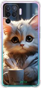 Чохол на Oppo Reno5 Lite Білий кіт "5646sp-2312-2448"