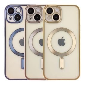 Чехол TPU Metallic Chrome з повним захистом камери with Magsafe для Iphone 14 Цвет Chrome Синій