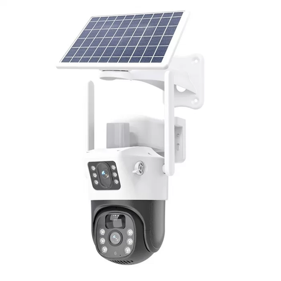 Вулична камера відеоспостереження з двома лінзами 4G, V36-4G SOLAR / Вайфай камера від сонячної панелі | Зображення 1