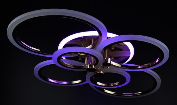 Люстра світлодіодна стельова LED світильник для квартири на стелю лед з пультом 26946 Золото 11х57х77 см. | Зображення 6