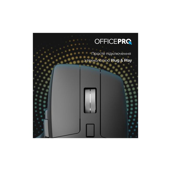 Мишка OfficePro M395B Silent Click Ergonomic Wireless Black (M395B) | Зображення 7