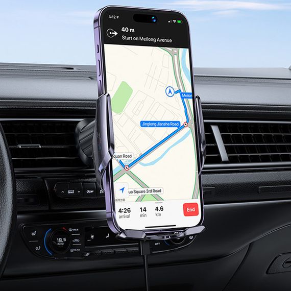 Автодержатель с БЗУ Hoco CA202 Plus Black | Зображення 7