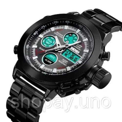 Годинник наручний чоловічий SKMEI 1515BK BLACK, годинник наручний електронний тактичний. Колір: чорний | Зображення 4