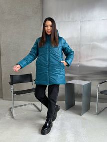 Женская теплая зимняя куртка с капюшоном NB23053 размер 54/56 цвет изумрудный