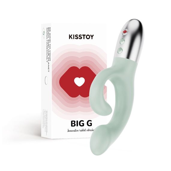 Вібратор-кролик для точки G KISTOY Big G Green, вигнутий відросток, автоматичний підігрів | Зображення 2