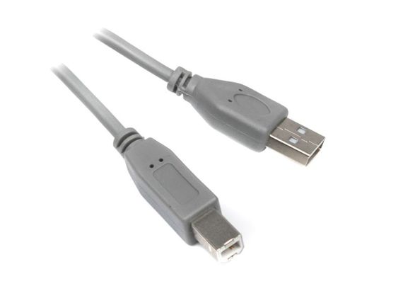 Кабель Maxxter U-AMBM-6G  USB2.0 AM/BM 1.8 м., сірий