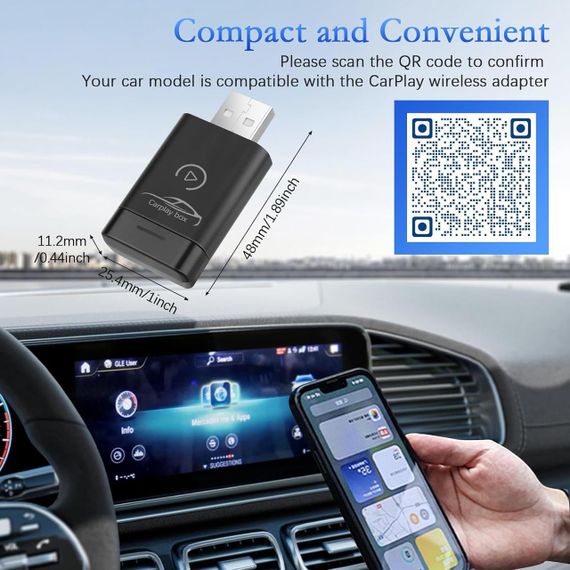 Беспроводной адаптер CarPlay Android Auto для iPhone iOS 10+ и Android 11+, преобразователь проводного Карплей | Зображення 2