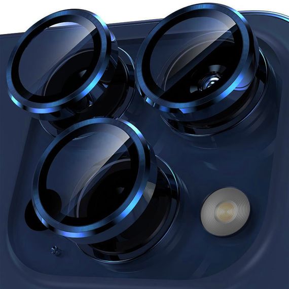 Захисне скло Metal Classic на камеру (у упак.) для Apple iPhone 15 Pro (6.1") / 15 Pro Max (6.7") Синій / Dark Blue | Зображення 1