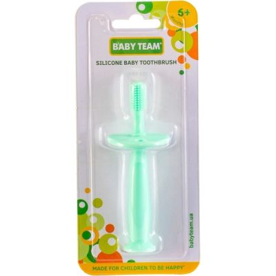 Детская зубная щетка Baby Team на присоске силиконовая, ментолова (7205) | Зображення 3