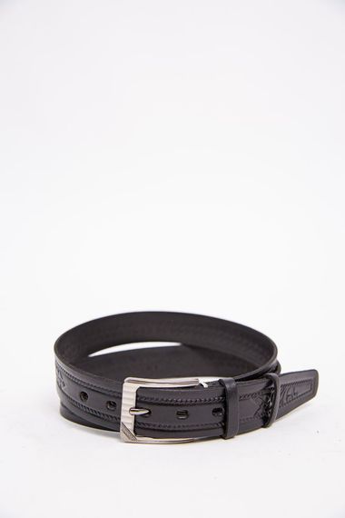 Чоловічий ремінь із шкірзаму, чорного кольору, 196R35U1W70