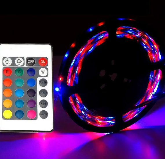 Комплект Светодиодная лента многоцветная 3528 RGB комплект 5м c пультом | Зображення 3
