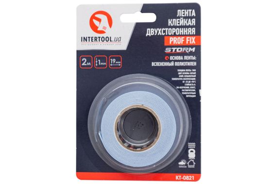Лента двухсторонняя Intertool - 19 мм x 2 м вспененная Prof Fix Storm (KT-0821) | Зображення 3