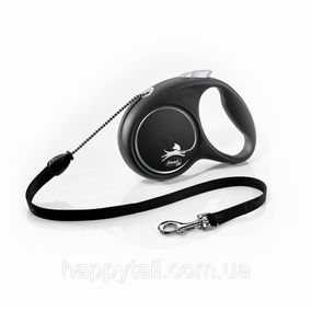 Поводок-рулетка Flexi для собак Black Design трос черный размер M 5 м/20 кг