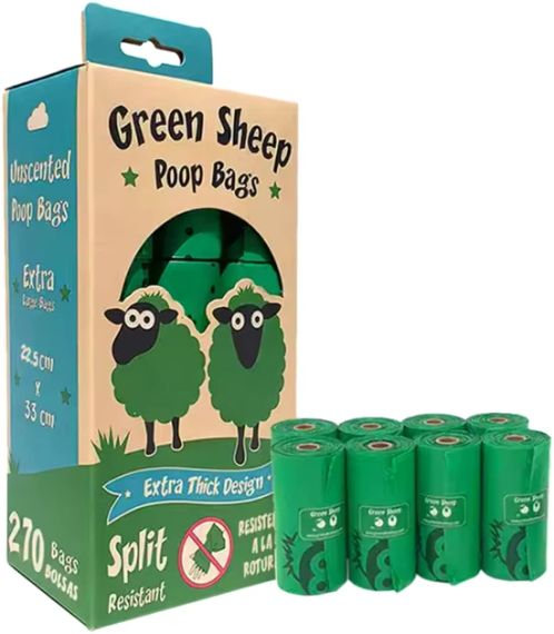 Упаковка пакетів для прибирання за тваринами Green Sheep біорозкладні 15х18 шт Зелені