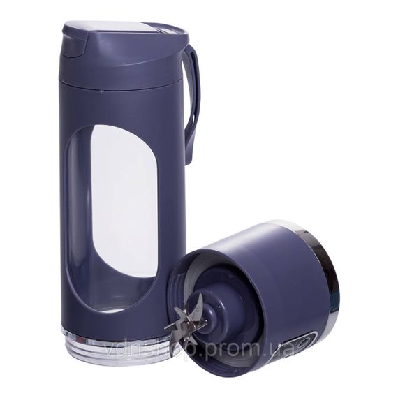 Портативный блендер для смузи на аккумуляторе 450 мл блендер бутылка 25 Вт USB Серый HP-11-10G | Зображення 2