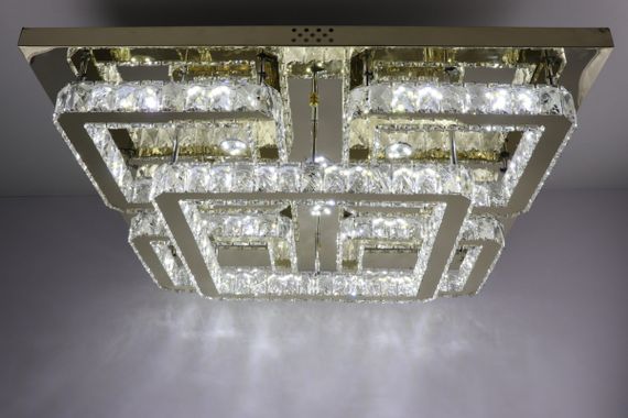 Люстра стельова кришталева LED з пультом 25664 Золото 17х80х80 см. | Зображення 6