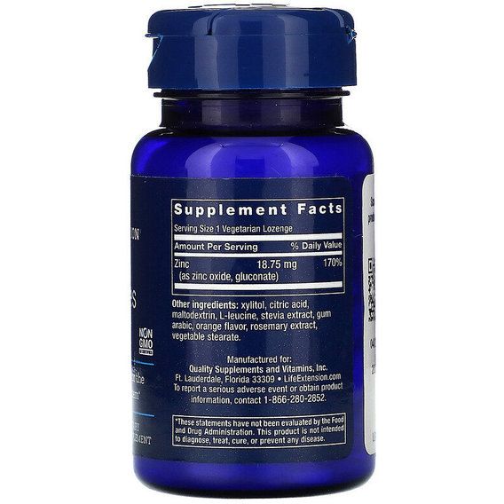 Мікроелемент Цинк Life Extension Zinc Lozenges 60 Veg Lozenges Citrus-Orange Flavor LEX-15616 | Зображення 1