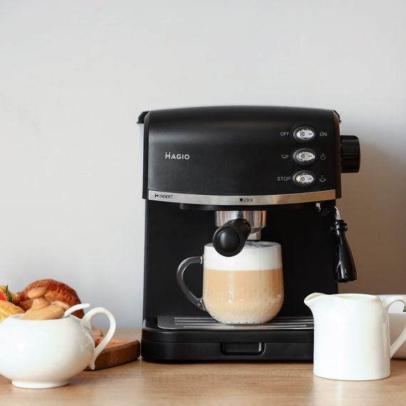 Кофеварка рожковая Magio MG-963, 15 бар для эспрессо и капучино, кофемашина для дома | Зображення 7
