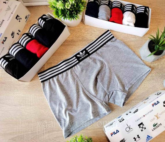 Чоловічі боксери Adidas, чоловічі труси Адідас, Бавовняні труси преміум'якості Adidas XL, Сірий