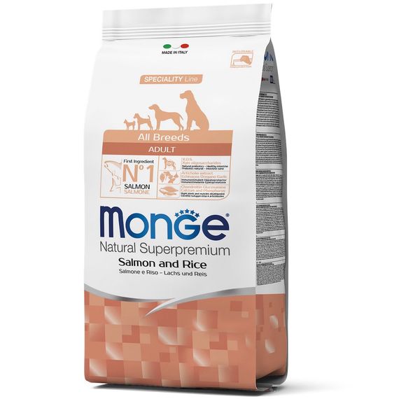 Корм Monge Monoprotein Adult All Breeds Salmone сухий монопротеїновий з лососем для дорослих собак усіх порід 2.5 кг