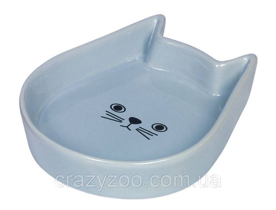 Миска для котов Nobby Kitty Face керамическая голубая 13x16x3 см 200 мл 73761