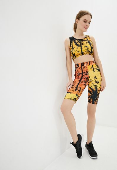 Спортивні шорти велосипедки  4Profi з принтом "Тропік" помаранчевий розмір XS дайвінг 18729 | Зображення 4