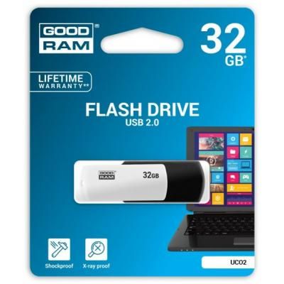 USB флеш накопитель Goodram 32GB UCO2 (Colour Mix) Black/White USB 2.0 (UCO2-0320KWR11) (UCO2-0320KWR11) | Зображення 1