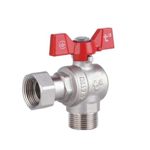 Кран кульовий з накидною гайкою Thermo Alliance Forte 1/2" ВЗ для води кутовий SF224W15