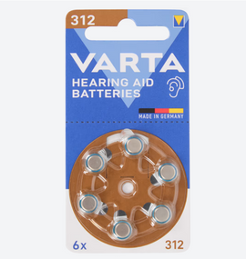 Батарейки для слухових апаратів Varta 312 6 штук