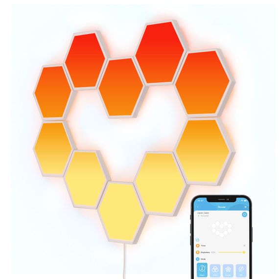 Набір настінних світильників Govee  H6061 Glide Hexa Light Panels 10шт RGB Білий (B6061301) | Зображення 2