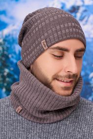 Мужской комплект «Кэмпбел» с шарфом-бафом (5140-7) темный кофе